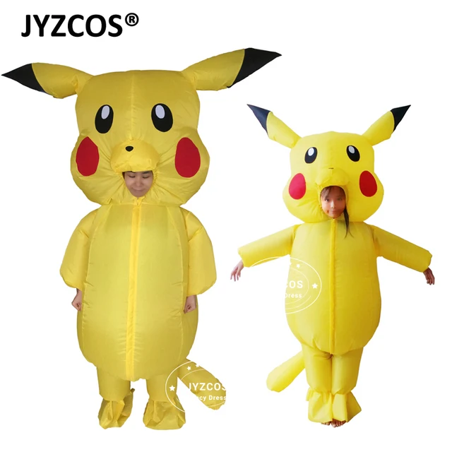 jyzcos inflatable pikachu costumes for child kids adult pokemon cosplay halloween outfit boys girls mascot fancy
