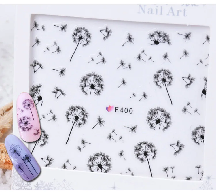 Последние японские наклейки 10 шт 3D самоклеющиеся Цветочные наклейки для дизайна ногтей s ультра-тонкие наклейки сухие цветы 3d наклейки для украшения ногтей - Цвет: E400
