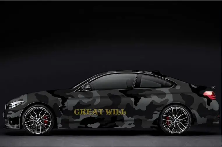 Black Gray Camouflage Vinyl Wrap Film Auto Sticker Vinyls Film Camouflage Car Wrap For Car Wrapping Matte Glossy Air Bubble Free - Название цвета: 1