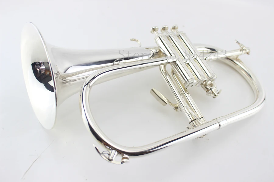 Custom Flugelhorn Silver plated B Flat Bb Professional Trumpet Top
