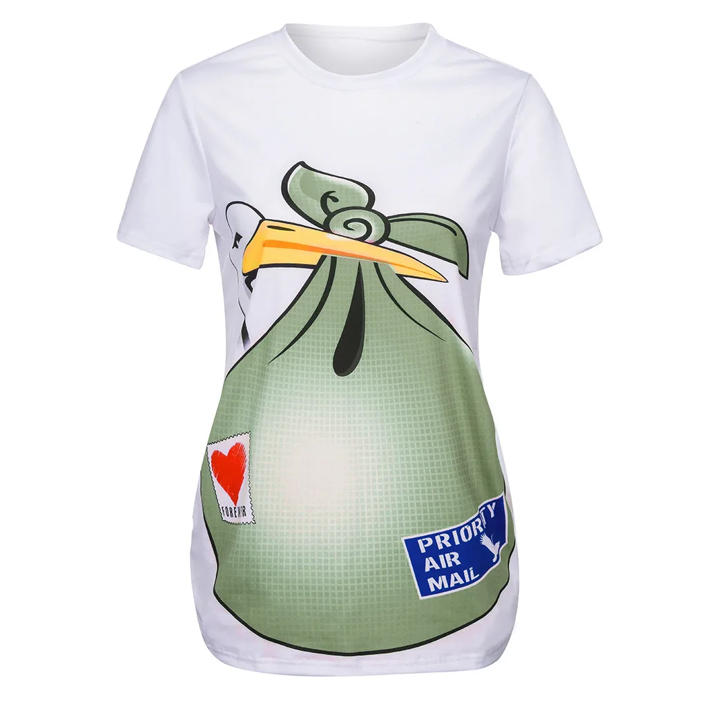 Милая Повседневная футболка с коротким рукавом и забавным принтом для беременных; топы для беременных; Блузы для беременных; blusas para embarazadas ropa muje