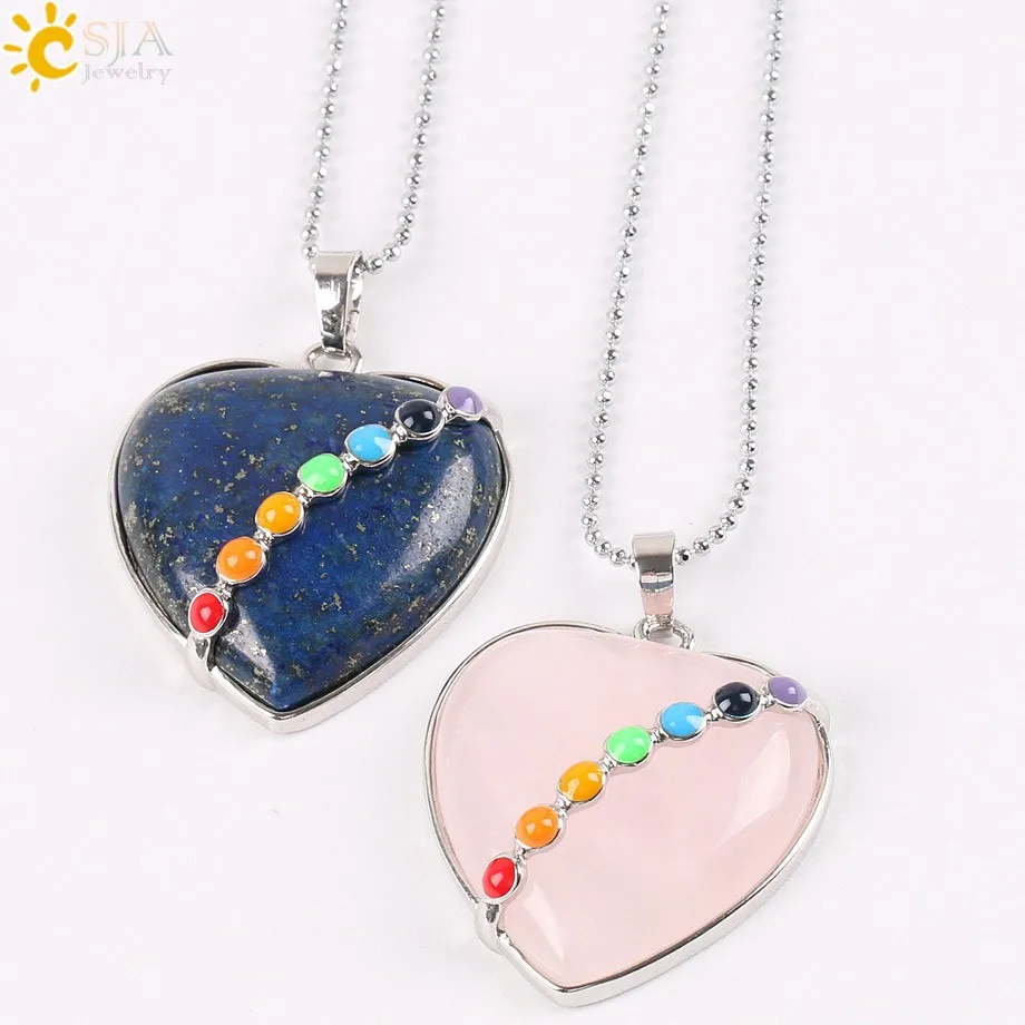 Heart Gem 2016 New Reiki 7 Chakra Natural Stone Pendant