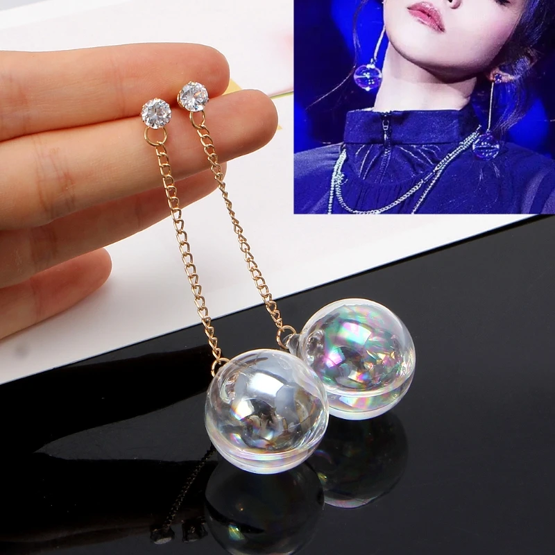 

Transparent Bubble Ball Glass Water Inside Drop Earrings For Women