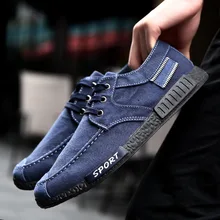 Ming Dai Marca Hombres Zapatos Casual Zapato de Lona Para Hombre Zapatos Hombre Chaussure Sapatos Verano Otoño Hombre Con Cordones Retro ventas de Mezclilla