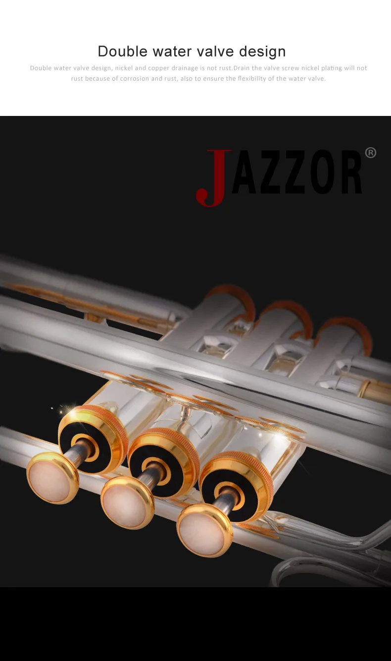 JAZZOR JZTR-800 профессиональные трубы B плоские золотые и серебряные латунные духовые инструменты с Чехол мундштук