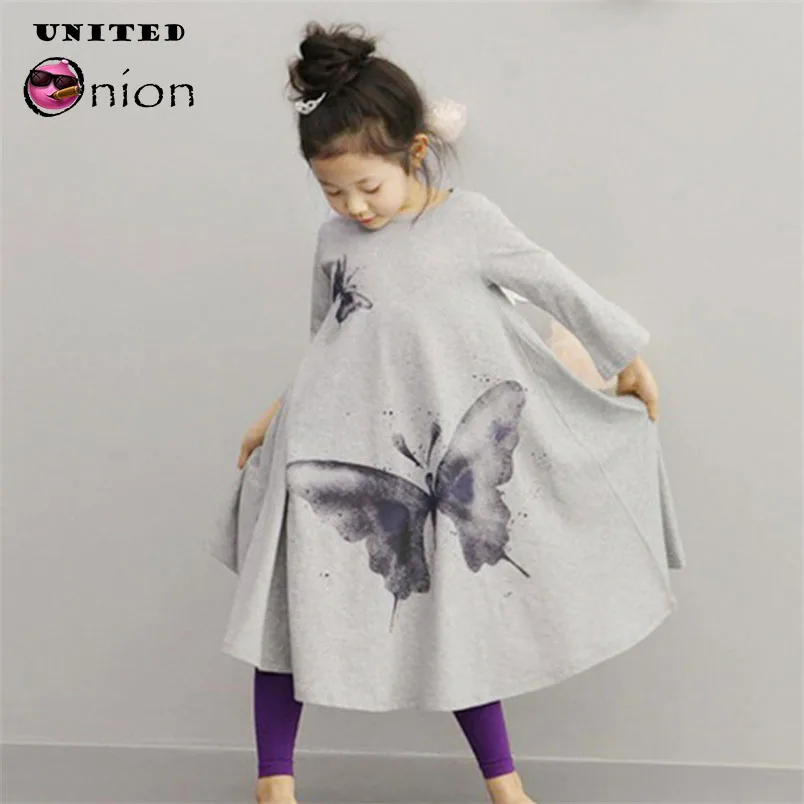 

Baby Girls Dress Printed beautiful butterfly Girl Dresses Long Sleeve Cute pattern Children Clothing Kids Summer Spring Clothes