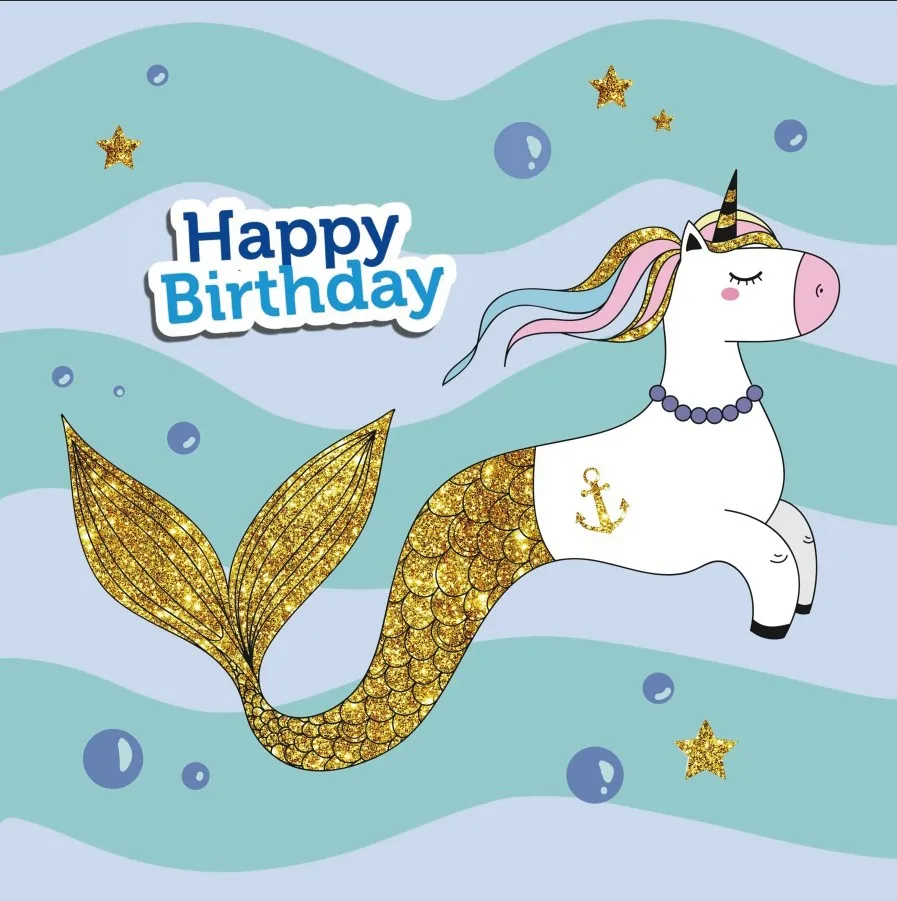 

Laeacco Unicorn Merman Birthday Party Sequins Waves Baby DIY Photo Backgrounds Customized Photography Backdrops For Photo Studio