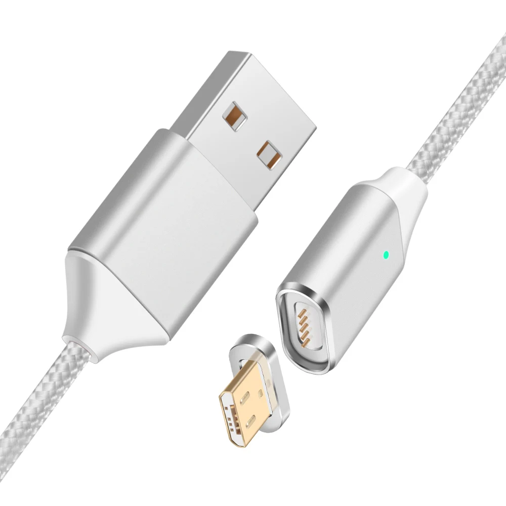 Магнитный кабель Нейлон Плетеный Магнит Micro USB кабель для быстрой зарядки передачи и синхронизации данных Зарядное устройство для подключения кабеля к кабелю для Xiaomi samsung Android - Цвет: Silve Micro Cable