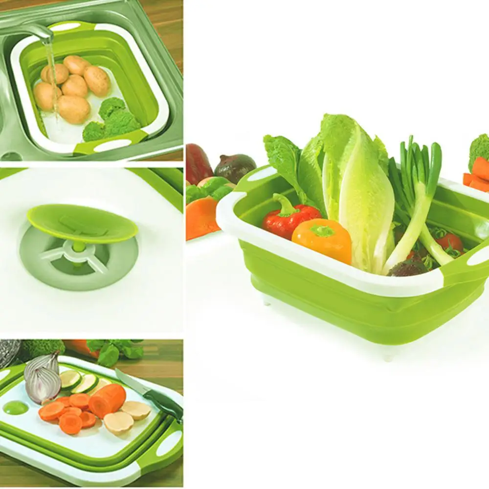 

Collapsible Dish Tub Cutting Board Chopping & Slicing Washing Bowl for Drainage Multifunctional Kitchen Gadget