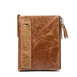 Максимальная мощность 2018 Новый 100% натуральная Crazy Horse кожа кожаный бумажник Для мужчин короткие портмоне маленький Винтаж кошелек бумажник