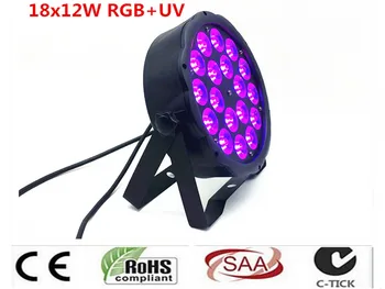 

10 unids/lote 18X12 W RGB+UV 4in1 16 bits atenuación LED luz de noche latas Luz de escenario Disco DJ led par DMX512 4/8CH