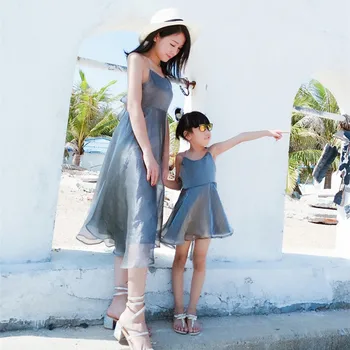 

Family matching mother daughter mommy and me clothes family look girls korean clothing women summer beach dress outfits 42