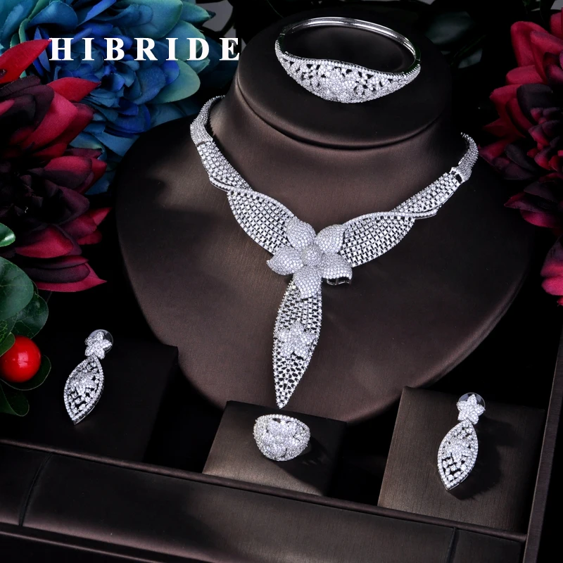 

HIBRIDE Luxury CZ Pave Big Full Jewelry Sets For Women Bridal Wedding Accessories Jewelry Wholesale Price N-760