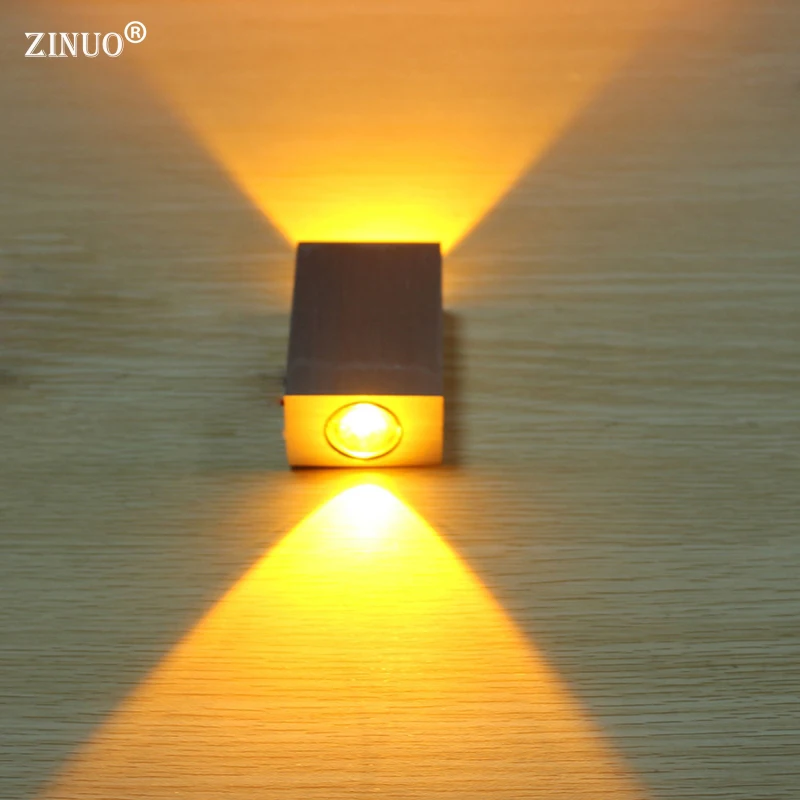 

ZINUO 2W Aluminum Square Led Wall Lamp AC85-265V COB High Power Led Modern Home Lighting Indoor Decoration Light