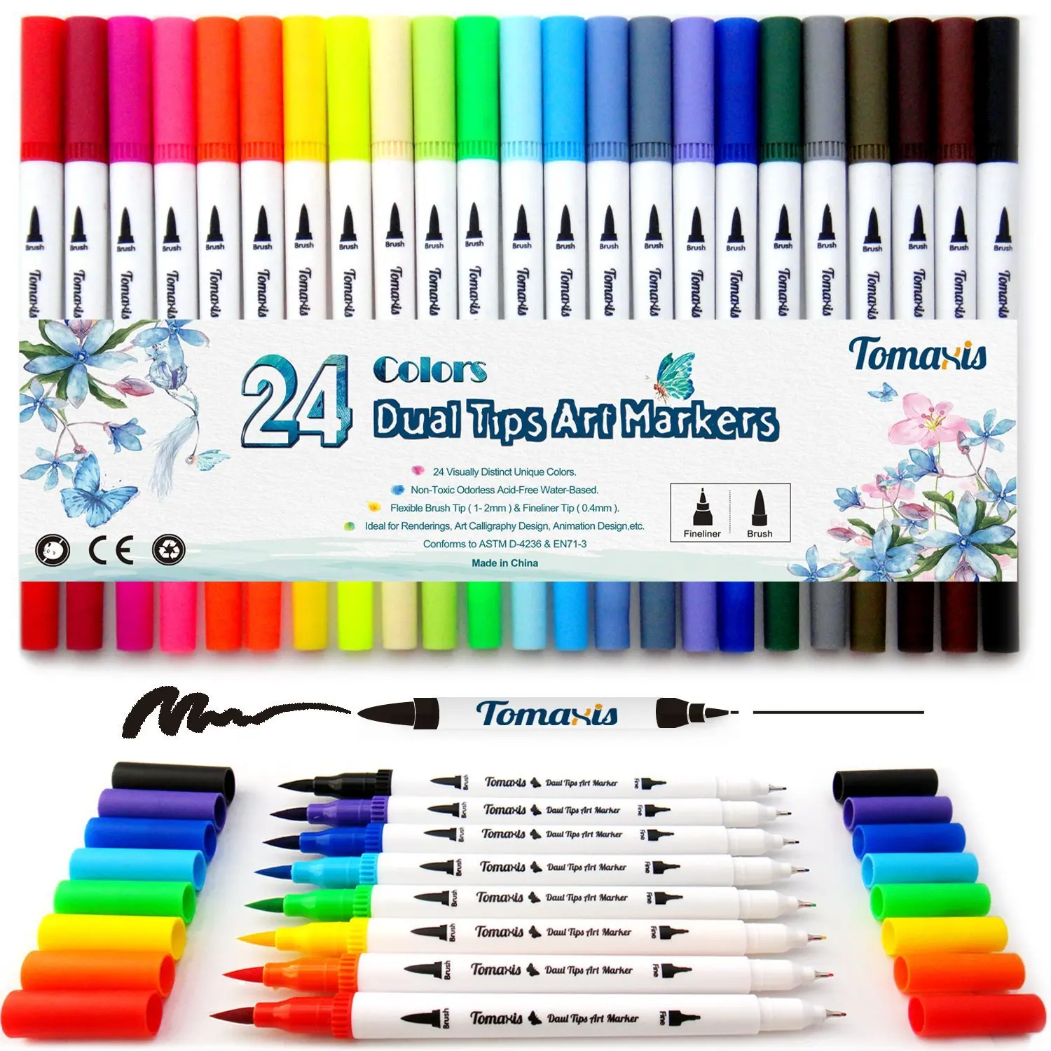 

Dual Tips 24 Colors Fine Brush Marker Pen Based Ink Watercolor Paintbrush Sketch Art Marker Pen For Manga Drawing Art Supplies