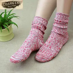 Осень/Зима Высокое качество плотные теплые носки Для женщин хлопковые носки в стиле ретро дышащая женская кучи носки