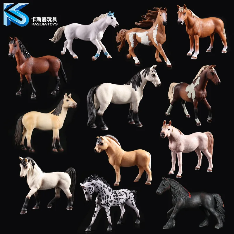 Wild animal model solid simulation children's toys 12 optional horse white horse purebred horse black horse