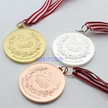 Персонализированная золотая медаль на заказ, Заказная серебряная металлическая медаль, медные медали, Заказная утолщенная Трехцветная металлическая медаль