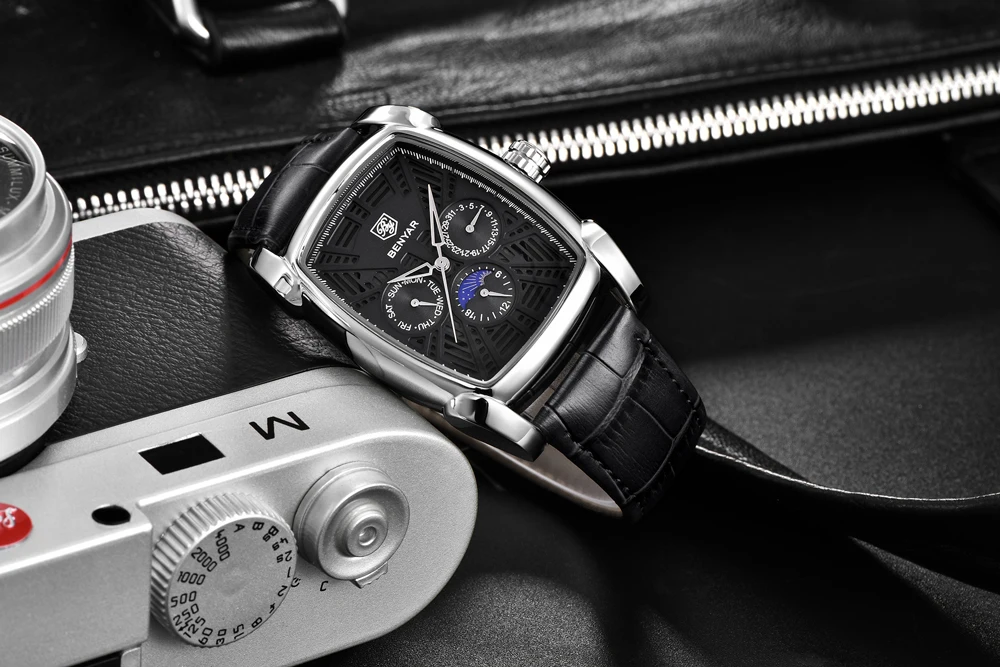 Наручные часы мужские Relogio Masculino кварцевые BENYAR модный синий топ бренд роскошный, кожаный, в деловом стиле Moon phanteed часы мужские часы