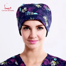 Хирургическая шапочка медсестры, рабочая шапочка, терилен, напечатанная шапочка-тыква для мужчин и женщин