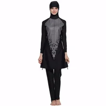 4XL скромный Мусульманский купальник с полным покрытием размера плюс, женский купальник, пляжный купальный костюм, бикини для мусульманских девушек, блестящий принт