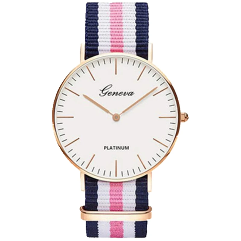 Классические брендовые кварцевые часы Geneva для мужчин и женщин, повседневные часы унисекс с нейлоновым ремешком, модные женские часы