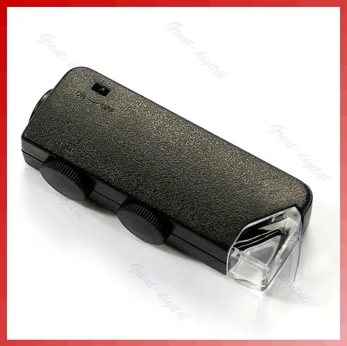 60X-100X Zoom Pocket Microscope Loupe with LED for Textile Printing  Electronics