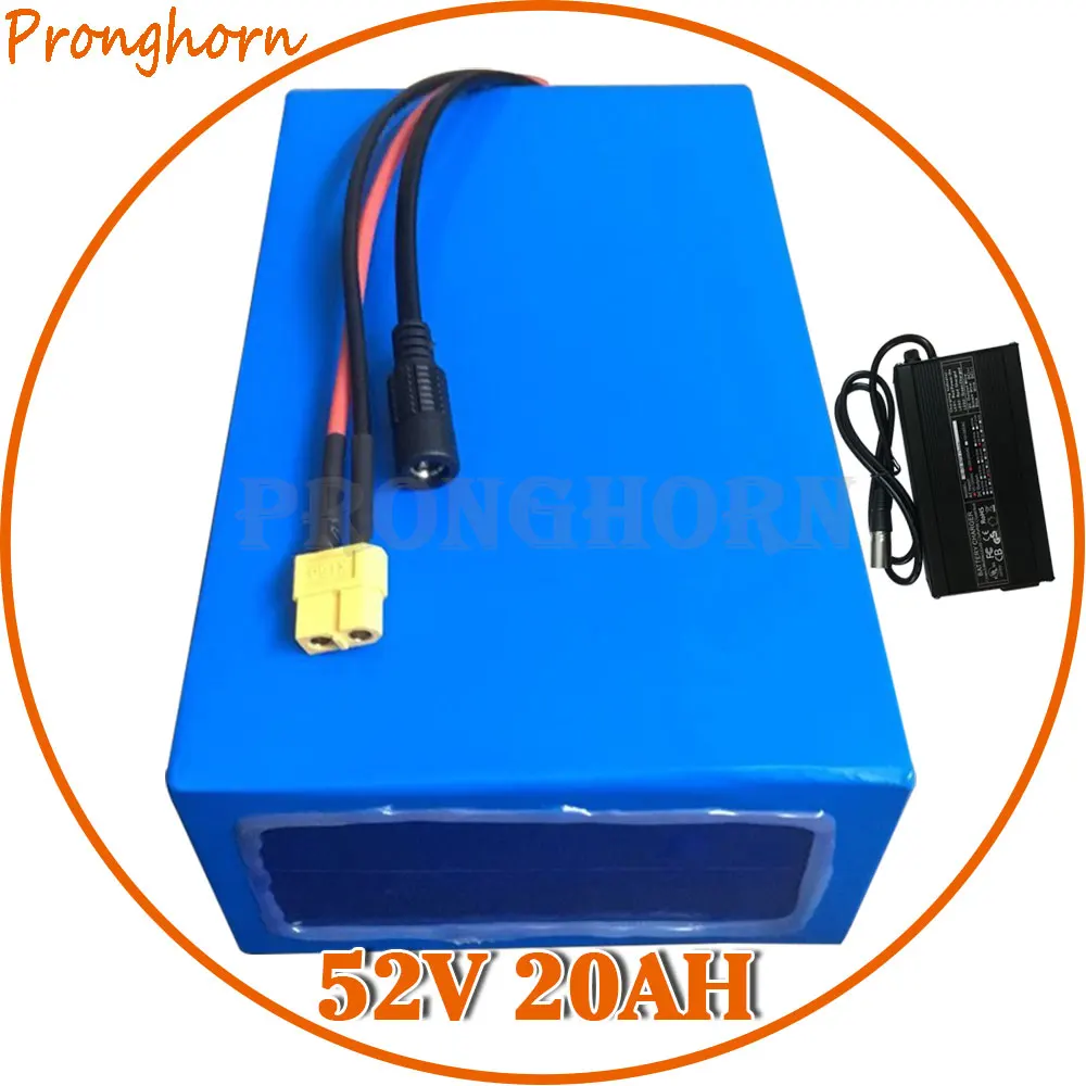 EU US No Tax 2000W 52V 20Ah E-Bike Battery 51.8V 20Ah 21Ah Electric Bicycle Battery 52V 20Ah Lithium Battery with BMS 5A Charger