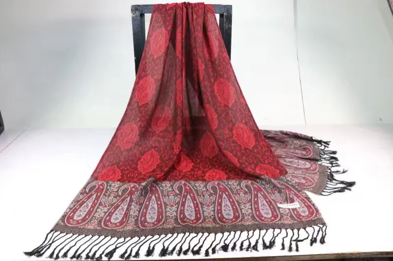 Женская зимняя теплая шаль из пашмины, шарф, винтажный жаккардовый этнический рисунок кешью Пейсли, шарф, шаль, платок, Echarpes fulards Femme