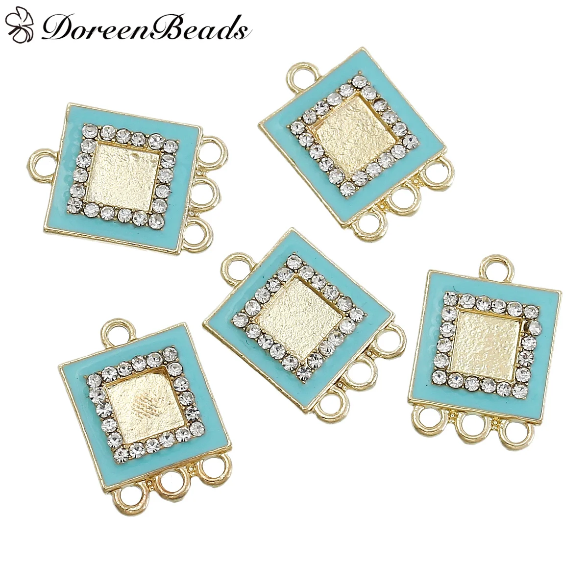 DoreenBeads Разъемы Площадь Светло Золотистого Мятно Зеленый Кабошон Настройки