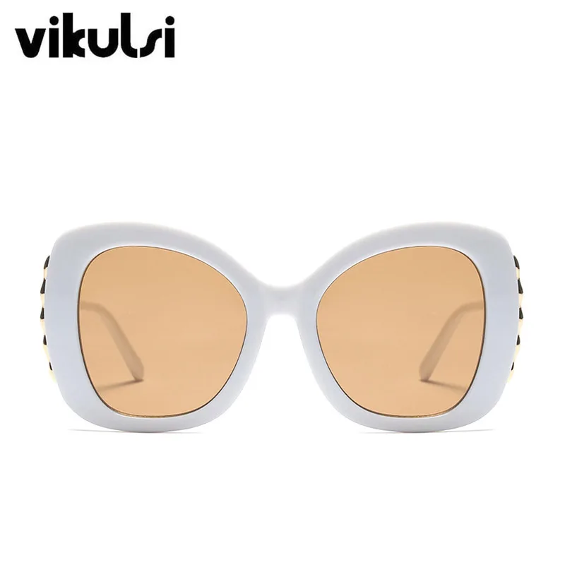 Женские квадратные солнцезащитные очки, женские роскошные фирменные дизайнерские негабаритные оттенки, женские солнцезащитные очки «кошачий глаз», большая оправа, очки Oculos De Sol - Цвет линз: D473 white tea