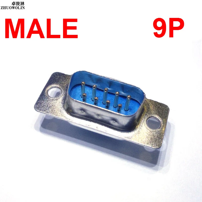 10PC/Lot DB9 9 Pin D Sub Male Connector Serial Port Adapter RS232 Blue