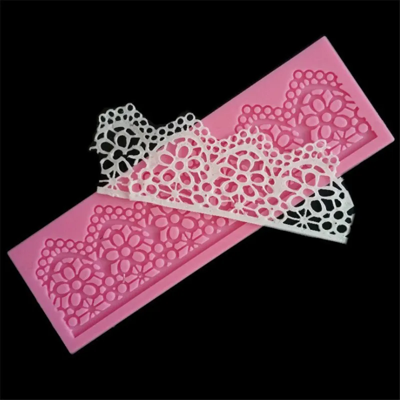 

1Pc 16x5cm Lace Mat Pad Cake Decoration Fondant Cake 3D Mold Food Grade Silicone Chocolate Sugarcraft Lace Mould Cookies Cutter