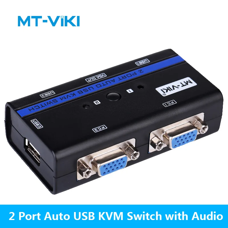 MT VIKI 2 порта авто VGA USB KVM переключатель пк KVMA 1 комплект K & M Combo Controls узла с аудио