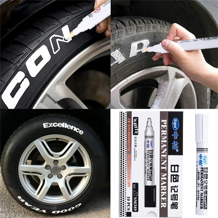 New Car Paint Marker Pen 10Pcs Waterproof Permanent Paint Marker Pen For Car Tyre Tire Tread