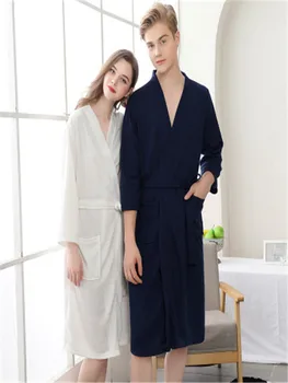 

Summer thin section seven-point sleeve bathrobe ladies absorbent quick-drying XL robe men's bathrobe spring fall