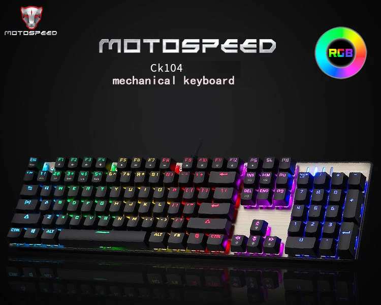 Motospeed CK104 игровая механическая клавиатура Русский Английский красный переключатель синий металлический проводной светодиодный с подсветкой RGB анти-привидение для геймера