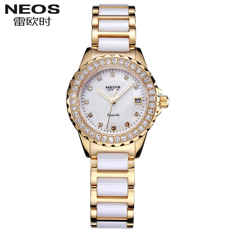 NEOS фон для фото с изображением кожаного часы керамическим браслетом модные