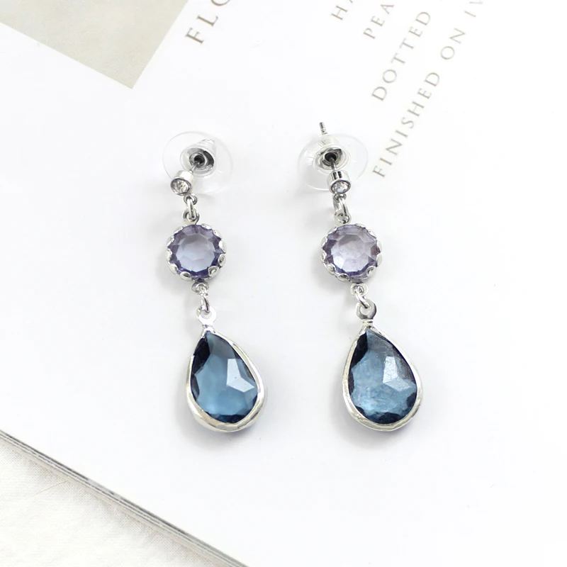 

Crystal stone inlaid transparent and purple Crystal stone earrings fresh with princess dress perfect girl to friend