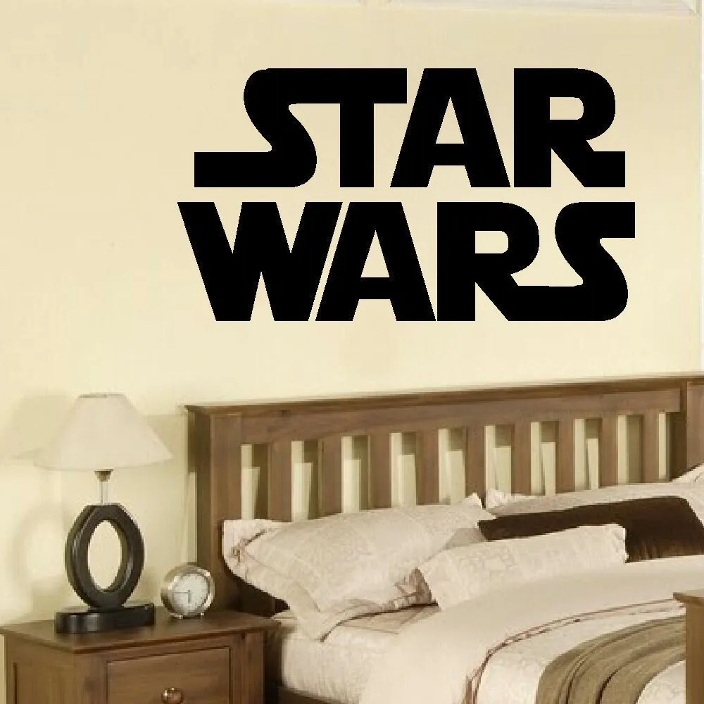 LARGE STAR WARS STARWARS LOGO CHILDRENS BEDROOM WALL MURAL STICKER ART