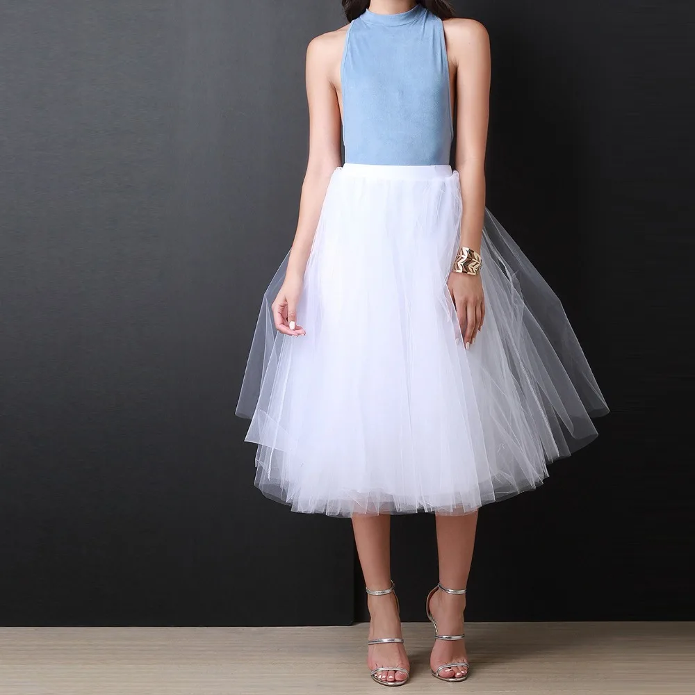 Top Quality Pure White Tutu Skirt A Line Tee Length Midi Skirt Custom ...