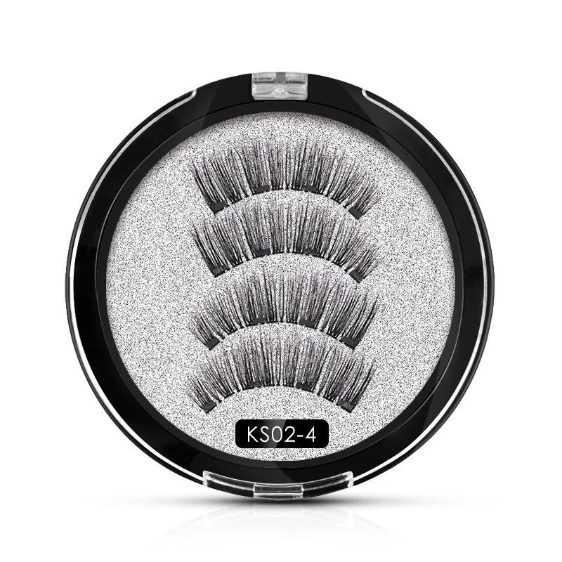 

Magnetic eyelashes with 4 magnets magnetic lashes natural false eyelashes magnet lashes with eyelashes applicator KSO2-4