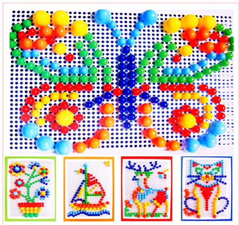 2017 Детские игрушки Монтессори детей головоломки peg Совета 228 шт. ногти гриб детские развивающие игрушки головоломки подарки