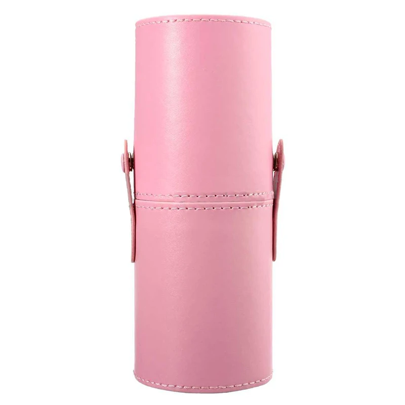 

Leather Cosmetic Cup Case Makeup Brush Pen Holder Empty Storage Box Organizer, Pink