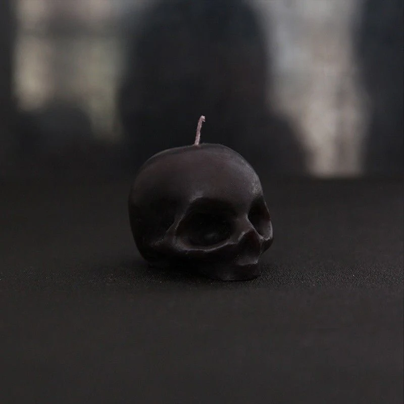 1 шт красный череп внутри свечи плач свечи Хэллоуин маленький бездымный скелет ужас свеча кровотечение череп свеча - Цвет: Black