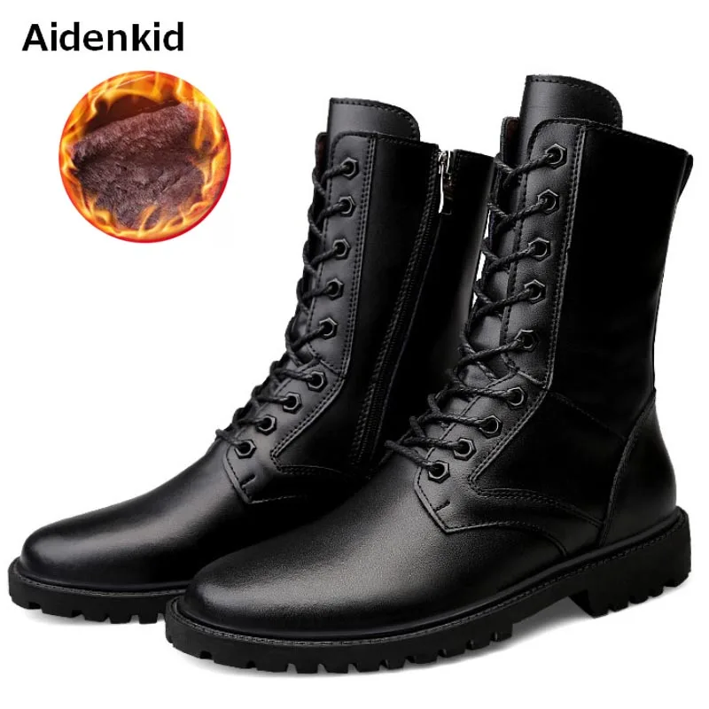four aider slip Air Taille Winter Martin Aidenkid Bottes Plus Haute Vache De Seasons En Chaud Velours Hommes Grande Peau A Plein Casual Non Étanche TKJclF1