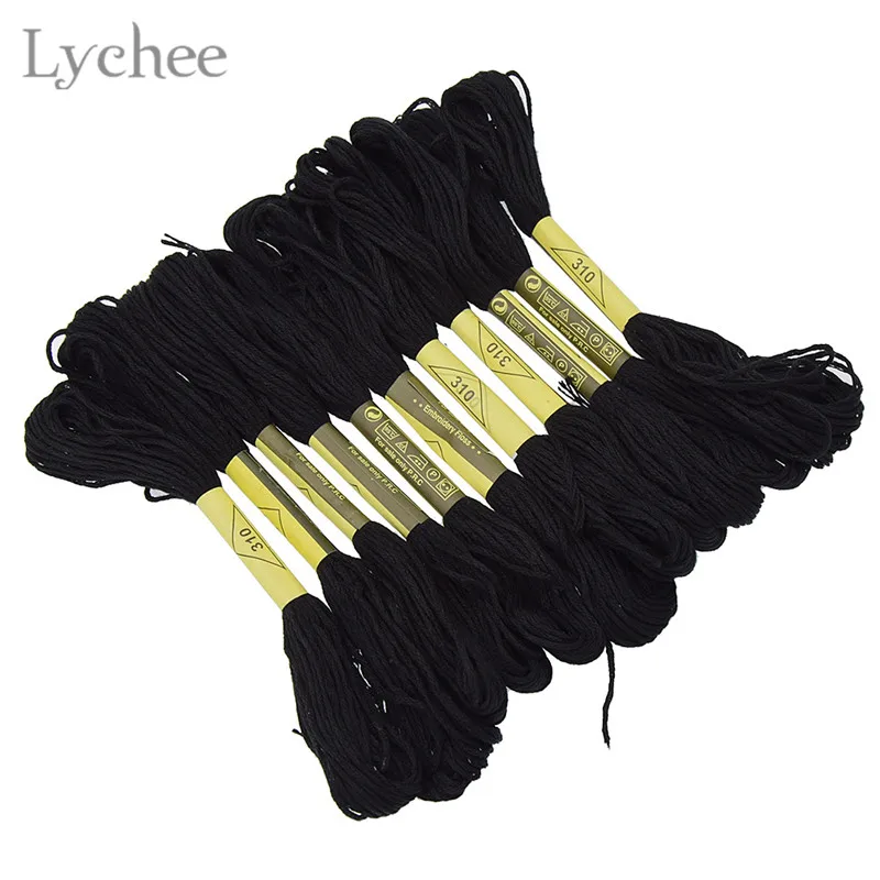Lychee Life 블랙 크로스 스티치 자수 스레드 DIY 수제 봉제 공예 액세서리