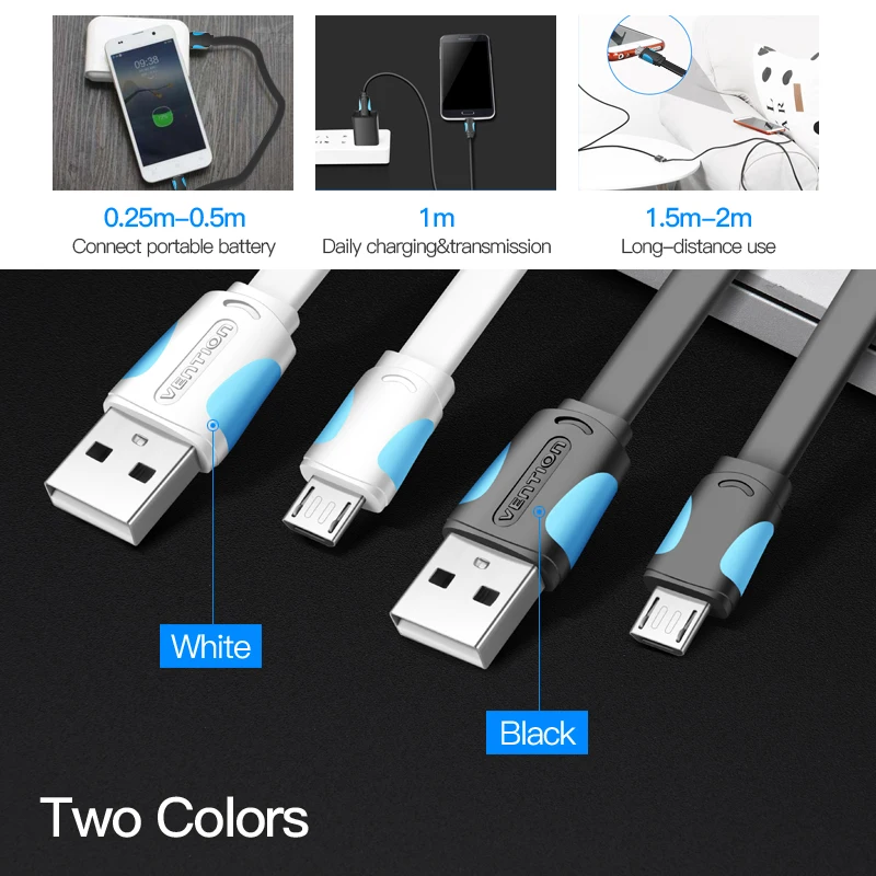 Vention Micro USB2.0 кабель для зарядки мобильного телефона супер зарядное устройство 1,5 м 1 м 2 USB кабель синхронизации данных для samsung Android кабель