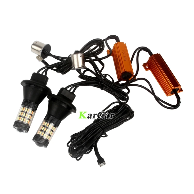 

2x PY21W BAU15S LED Canbus Error Free Turn Signal Bulb Dual Color White Amber Yellow 1156 4014 60SMD DRL Lights 150 degree