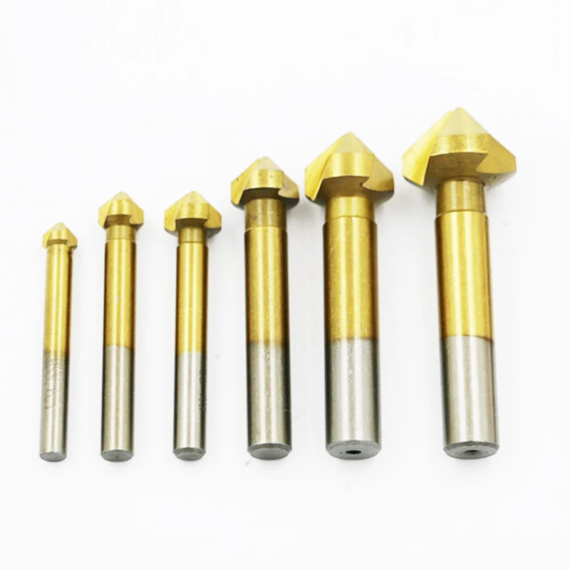 

6pcs hss steel titanium countersink drill bit set reamer chamfer screw drill bits for metal deburring tool wooddrill woodworking